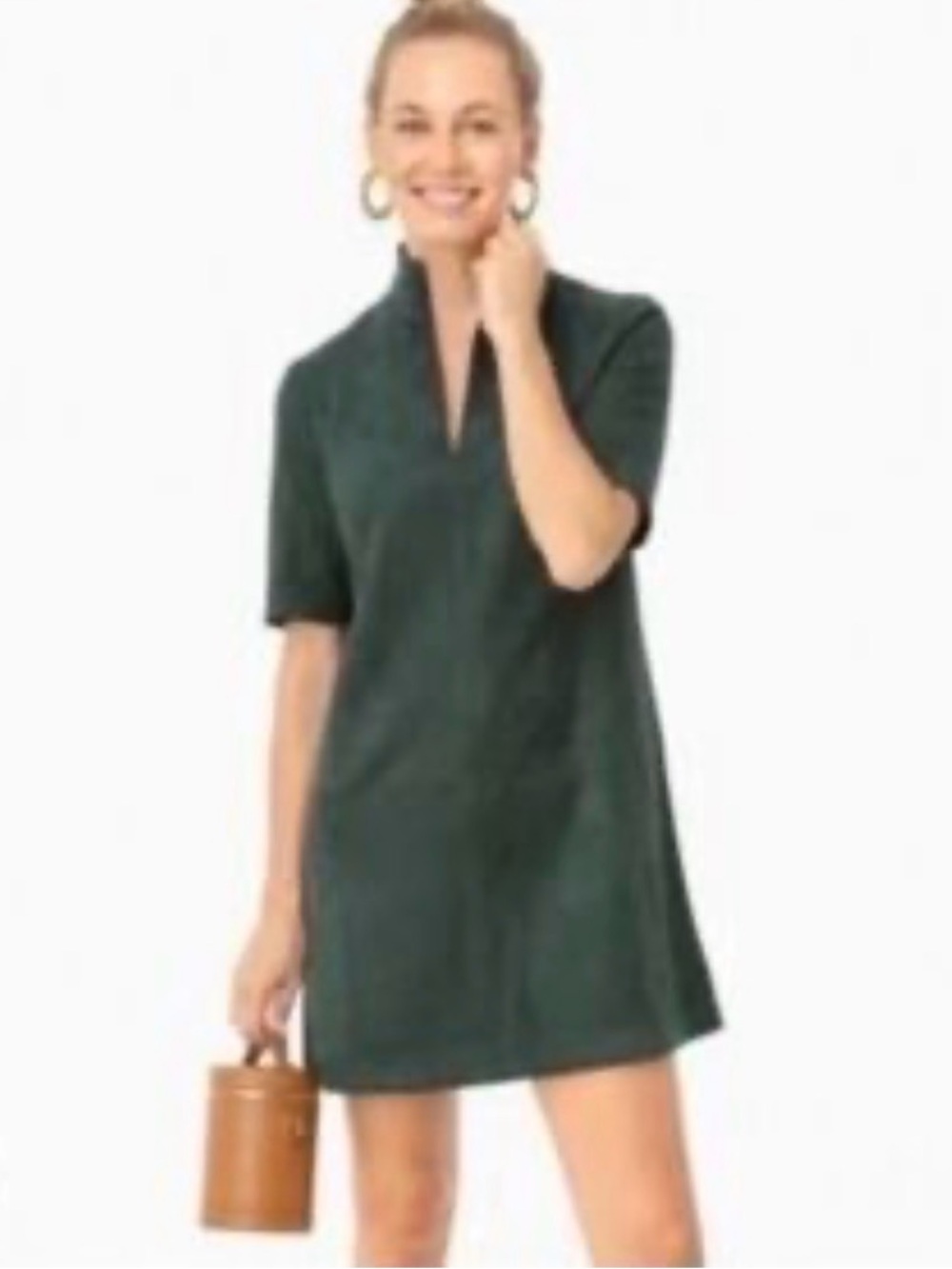 NWT! Tuckernuck Forest Green Vegan Suede Clifton Notch-Neck Shift Dress Size S